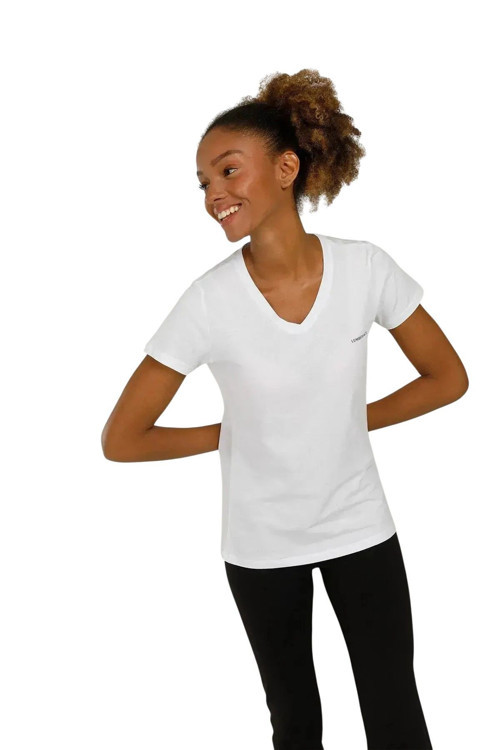 4M WB V NECK 11CT126 4FX Beyaz Kadın Tshirt