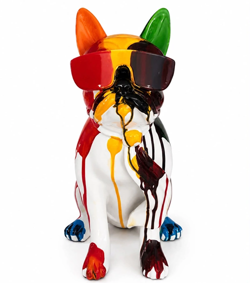 Renkli Dekoratif Polyester Bulldog Figürü Alk5473