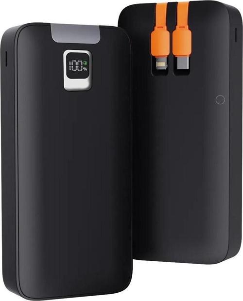 22.5W Type-C Ve Lightning Kablolu Led Göstergeli Usba&Type-C Çıkışlı Süper Şarj 10000Mah Powerbank Yk738