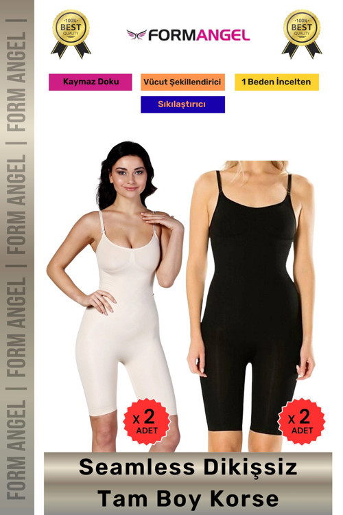 #Korse Masaj Özellikli İz Göstermeyen Kaymaz Dikişsiz Toparlayıcı Kadın Tam Boy Korse 4'Lü Set