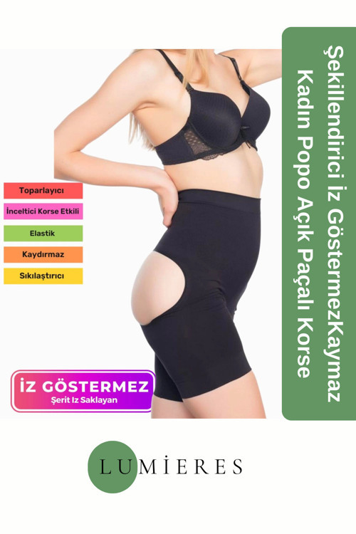 Özel Seri Toparlayıcı Sıkılaştırıcı Şekillendiri İz Göstermez Kaymaz Kadın Popo Açık Paçalı Korse
