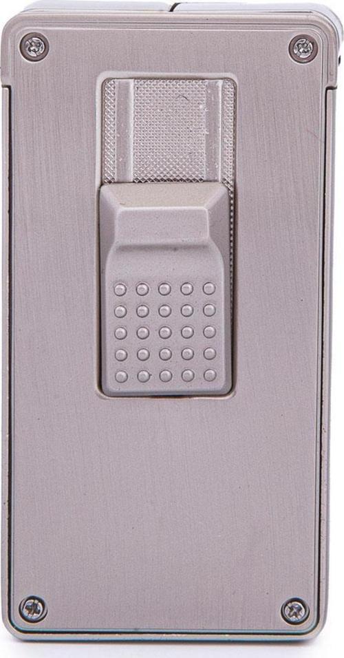 Çift Torch Pürmüz Fırçalı Gümüş Metal Puro Çakmağı