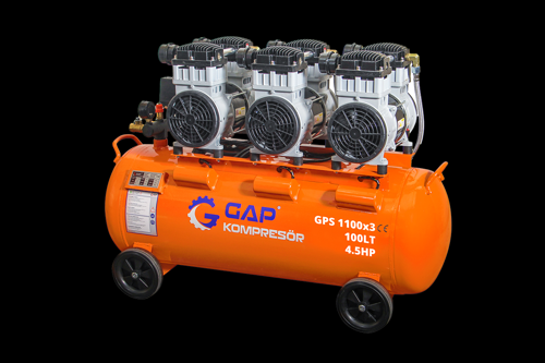 GPS1100x3 100 Litre 4,5 Hp Hava Kompresörü Yağsız Sessiz Kompresör