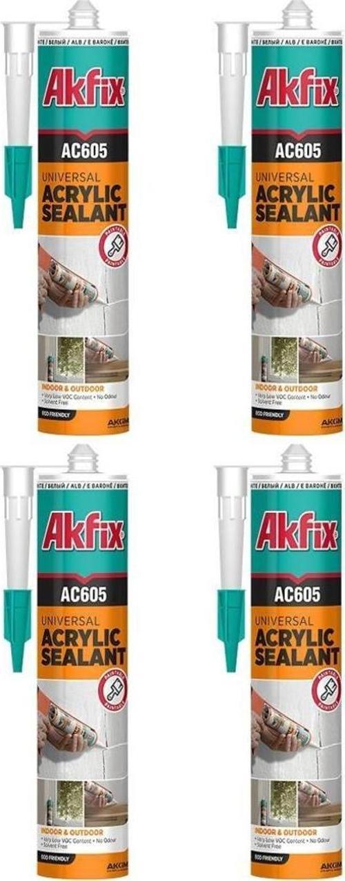 4 Adet Genel Amaçlı Beyaz Akrilik Mastik 500 Ml AC605