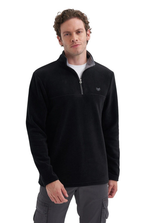 CAZ Yarım Fermuarlı Siyah Erkek Sweatshirt