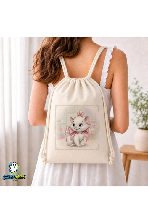 Kedi Marie Büzgülü Keten Çanta C146