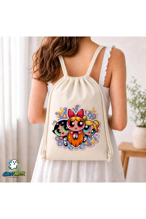 Powerpuff Girls Büzgülü Keten Çanta C242