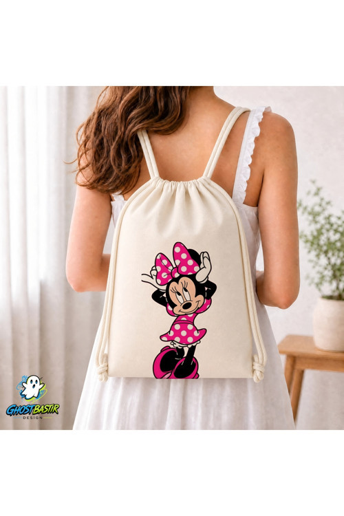 Minnie Mouse Büzgülü Keten Çanta C194