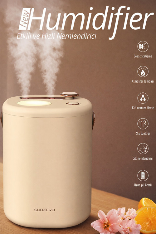 Şarjlı Hava Nemlendirici 1.2 Litre Kablosuz Buhar Makinesi LED Işık Aroma Difüzörü Sesiz Nemlendirme