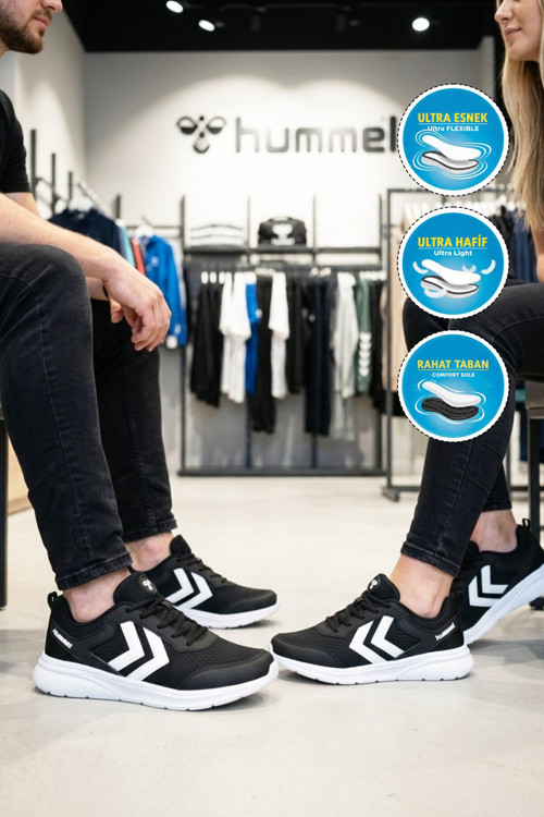 Siyah Fileli Hafif Rahat Tabanlı Unisex Yürüyüş ve Spor Ayakkabı 900887 Hml Nency II