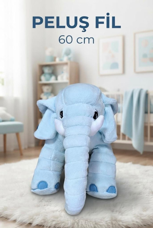 Peluş Fil 60 Cm Sevimli Konforlu: Peluş Uyku Yastığı Ve Sarılma Arkadaşı Dekoratif Oyuncak