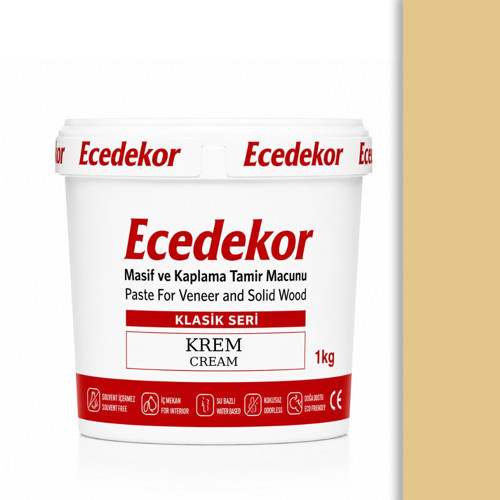 Krem Ecedekor Ahşap Dolgu Macunu Kova (1000gr)