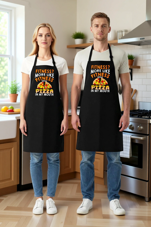 Unisex Mutfak Aşçı Önlüğü Pizza Baskılı Komik Tasarım Mizah Desen Rahat Kesim Günlük Modern Şık