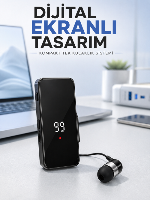 Tek Kulaklıklı Bluetooth Kulaklık Klipsli Mini Taşınabilir Müzik ve Görüşme Cihazı