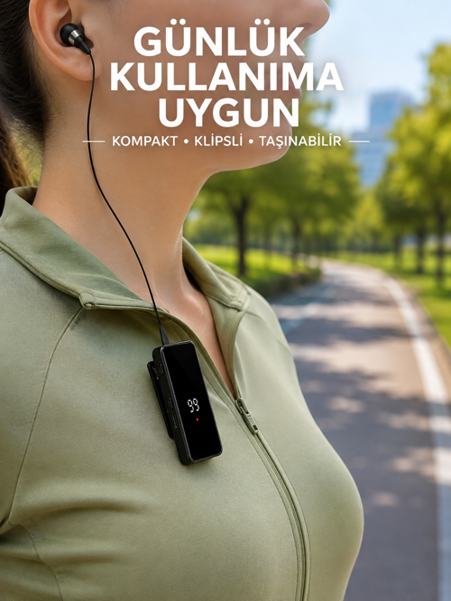 Taşınabilir Bluetooth Kulaklık Dijital Göstergeli Klipsli Tek Kulaklıklı Kompakt Cihaz