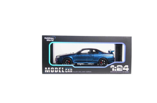 Nissan Skyline GT-R R34 Koyu Mavi 1/24 Model Araba