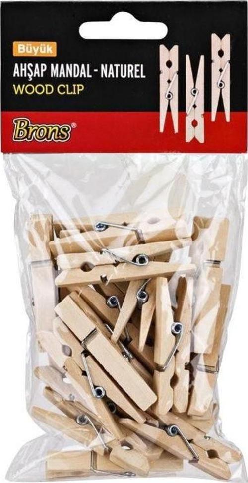 Ahşap Mandal Naturel Büyük BR-907