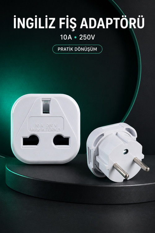 İngiliz Tipi Fiş Adaptörü UK İngiltere Seyahat Dönüştürücü 240V 10A 16A Beyaz Elektrik Fiş Aparatı