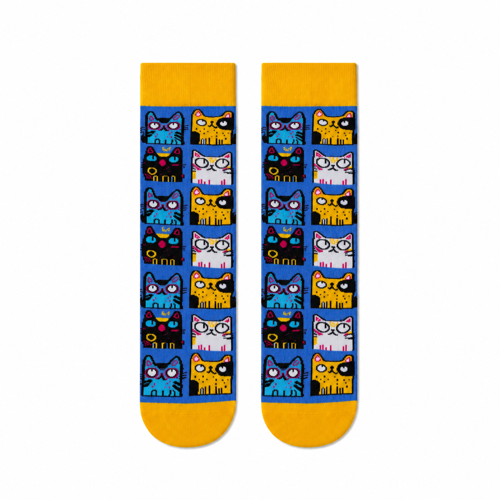 Carnaval Neon Kedi Yüzleri Unisex Soket Çorap