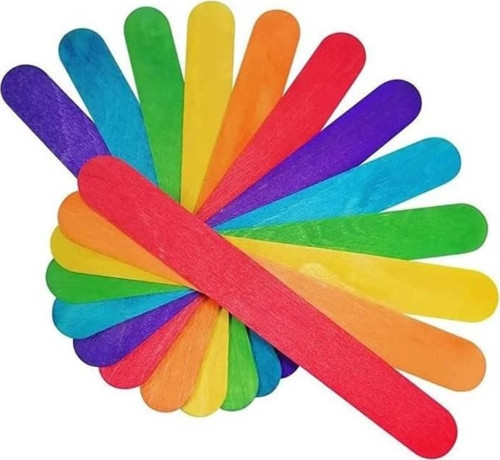 Ahşap Dil Basma Çubuğu Renkli 15 cm 25'li