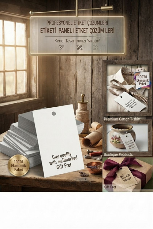 Premium Beyaz İpli Fiyat Etiketi 100'lü | Marka, Ürün ve Hediye Etiketi