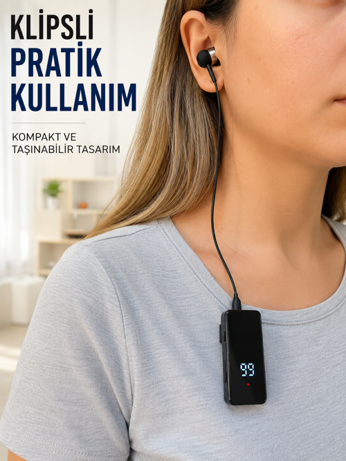 tekno Klipsli Bluetooth Kulaklık Kısa Kablolu Tek Kulaklık Taşınabilir Günlük Kullanım 2026