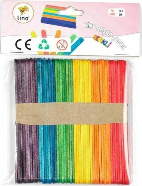 Ahşap Dondurma Çubuğu Renkli 11,4 cm 50'li