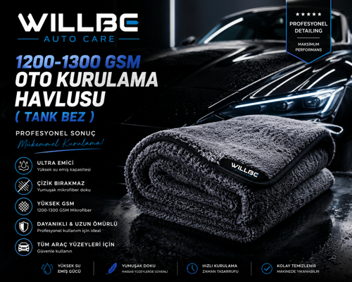Auto Care 1200gsm-1300gsm Kurulama Havlusu Tank bezi
