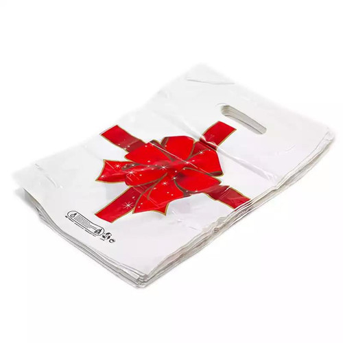 Takviyeli El Geçme Kalın Baskılı Beyaz Çanta Poşet Torba - 3 No - 33x45 Cm. - 50 Adetlik Paket