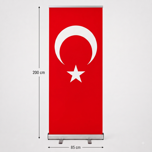 Türk Bayrağı Baskılı Roll Up Banner 85x200cm