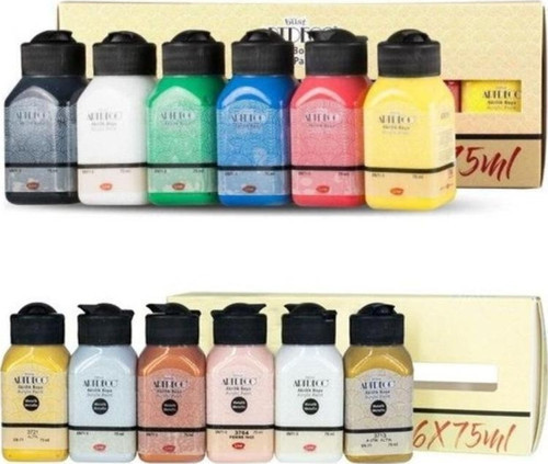 Akrilik Boya 12x75ml Set - Canlı ve Metalik Renkler
