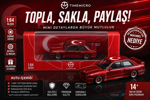 BMW E30 M3 Türkiye Özel Limitli Seri Türk Bayraklı 1:64 Diecast Model Araba