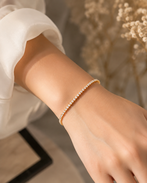 KADIN GOLD RENK TAŞLI SU YOLU BİLEKLİK