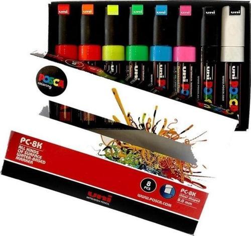 Posca PC-8K 8.0 Su Bazlı Boyama Markörü Floresan 7+1 Set