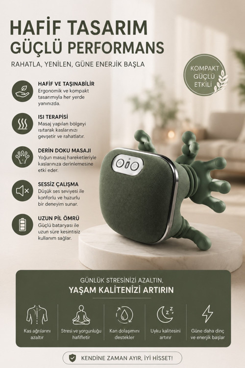 Ovmalı, Isıtıcılı İnsan Eli Şeklinde Şarjlı Masaj Aleti Anında Rahatlık Fıtık