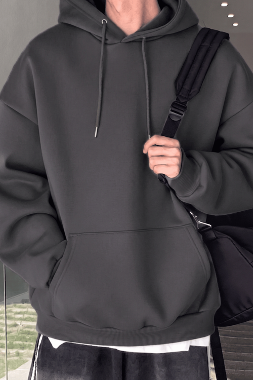 Erkek Sweatshirt Kanguru Cepli İçi Polarlı 3 İplik Kapüşonlu Oversize Sweatshirt KANGURU-SWEATSHIRT