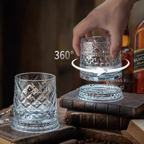 Büro Ev Ofis Mutfağı için 280ML 360 Dönen Kristal Cam Bardak
