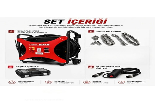 ninjaflex PRO Profesyonel Gider Açma Makinesi 20 Metre Otomatik Tamburlu 1400 Watt El Kumandalı