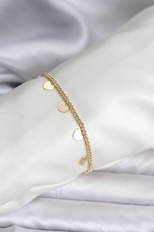 Markasız Ucuz 14K Gold Renk Kaplama Kalpli Model CM Kadın Bileklik 5886