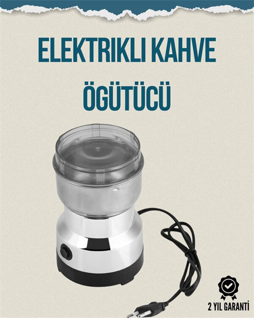 Markasız Ucuz Kompakt Elektrikli Kahve ve Baharat Öğütücü | 14500 Devir Şeffaf Kapaklı Hediye İçin İdeal