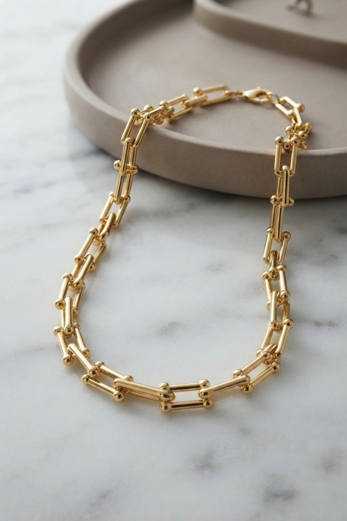 Markasız Ucuz Kadın Kolye Gold Renk Pirinç Tifani Model