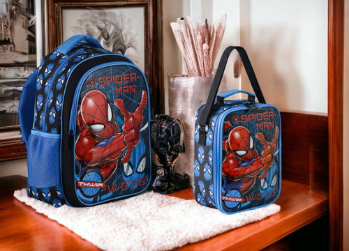 Spıderman Ilkokul Çantası Salto Tech W2 ve Beslenme Çantası