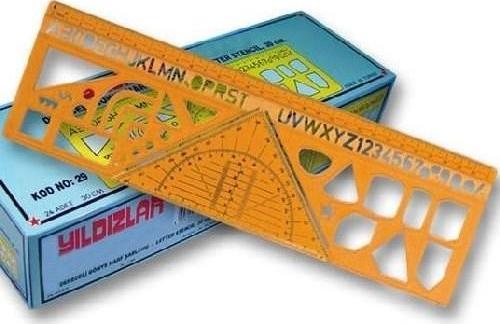 Dereceli Gönye Harf Şablonu 30 cm.