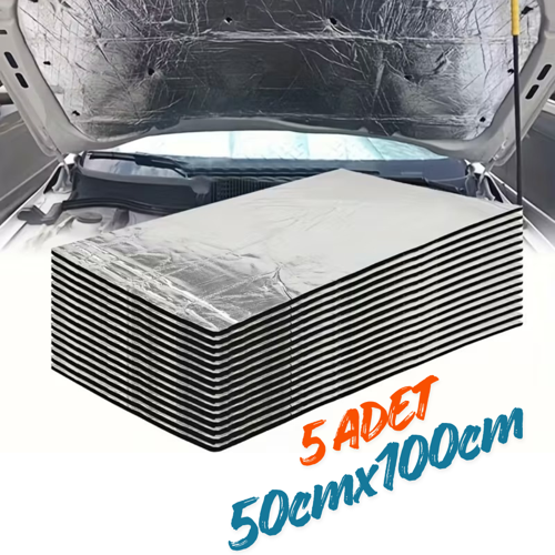 Araç Oto Kaput Kapı Taban Davlumbaz Ses Yalıtım Malzemesi 6mm Alm. Folyolu Kauçuk 50cmx100cm 5adet