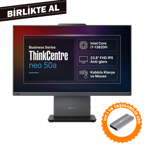 ThinkCentre Neo 50a G5 i7-13620H 32GB 1TB SSD 23.8" Fdos AIO + VIT 1 TB SSD 12SC001XTR 016
