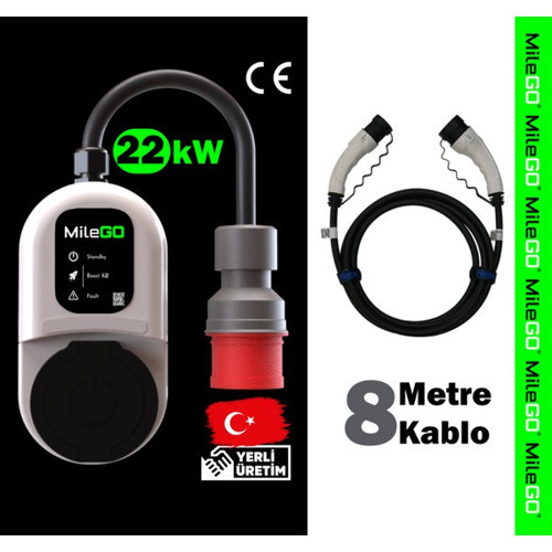 22Kw 11Kw Şarj İstasyonu 8 Metre Kablolu Set Taşınabilir Elektrikli Araç Şarj Cihazı Ce Sertifikalı Tip 2 16A/32A