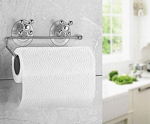 Vakumlu Kağıt Havlu Askısı Mutfak Banyo Tuvalet Krom Kaplama
