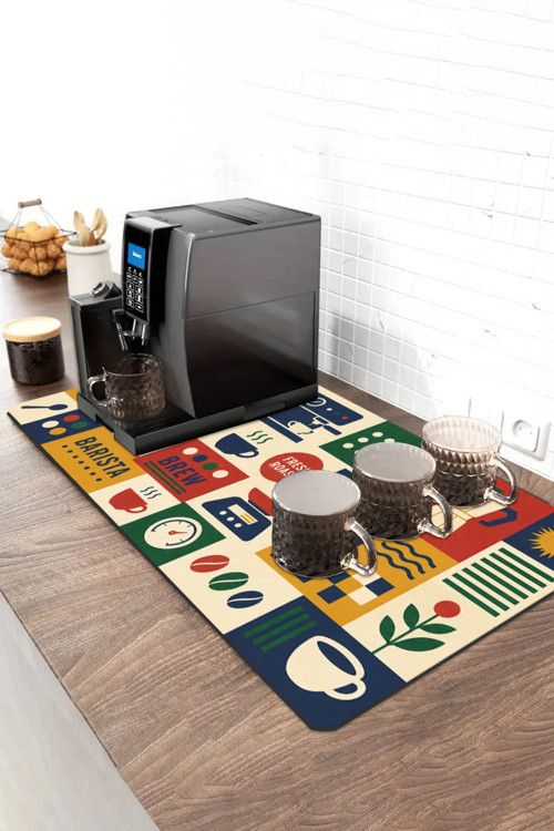 Barista Kahve Barı Matı 40x90cm Espresso Makinesi Çaycı Altlığı Retro Kahve Blokları