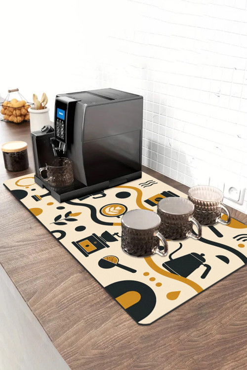 Barista Kahve Barı Matı 40x90cm Espresso Makinesi Çaycı Altlığı Dalga Kahve