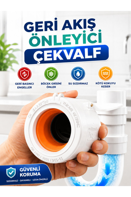 Ø50 Lavabo Gideri Çekvalfli Koku Ve Böcek Önleyici Adaptör